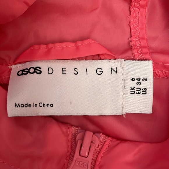 ASOS Pink Cropped Long Sleeve Zip Front Lightweight Windbreaker Hoodie Size 2 - Picture 8 of 14